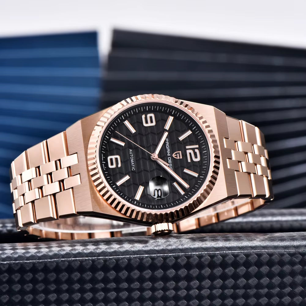 Close-up of Kelra honeycomb dial quartz chronograph watch 40MM stainless steel